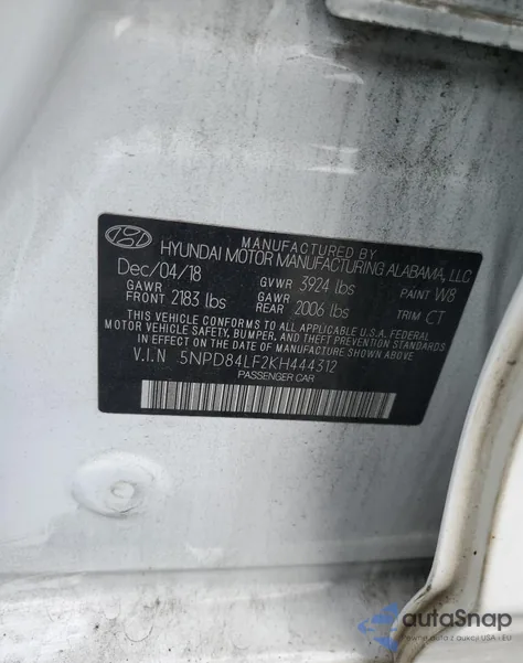 2019 Hyundai Elantra Sel from USA, damaged, VIN 5NPD84LF2KH444312